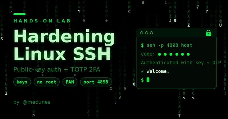 Combining 2FA and Public Key Authentication for a better Linux SSH security (cover image)
