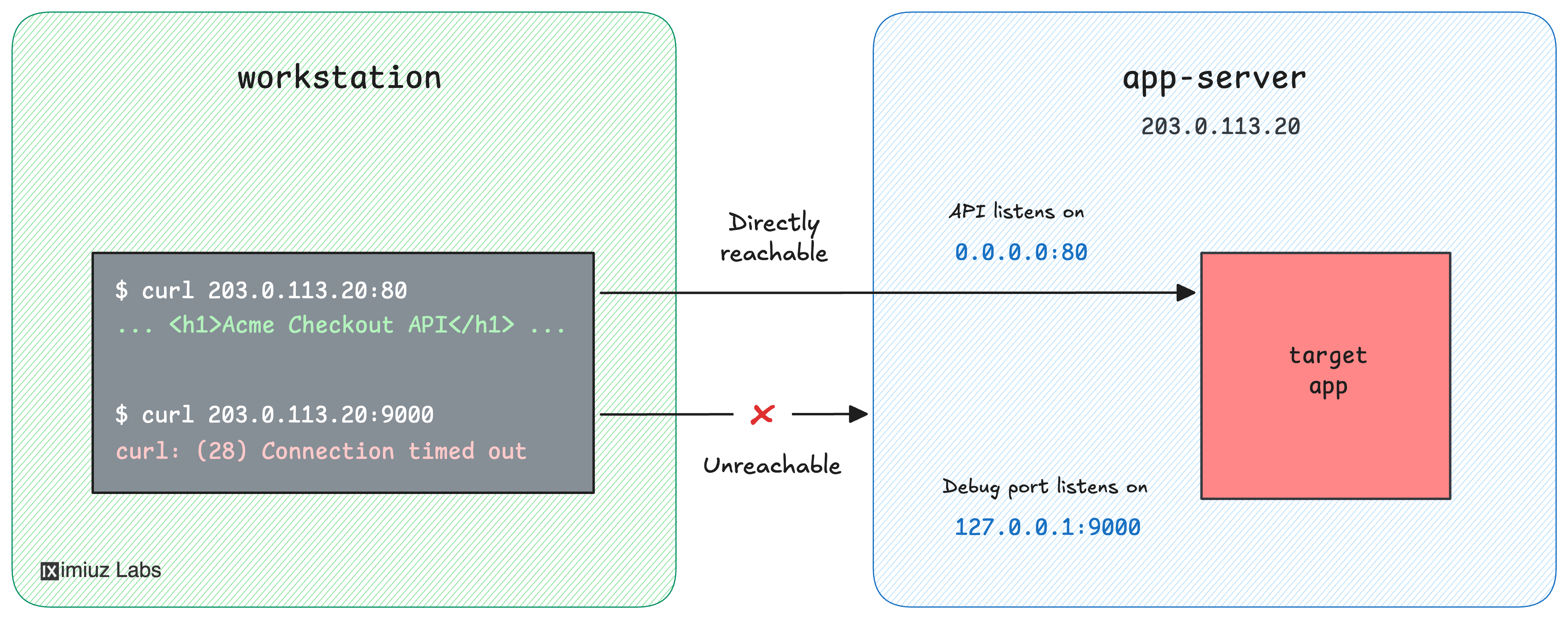 An application running on a remote VM with a debugging port opened on its localhost.