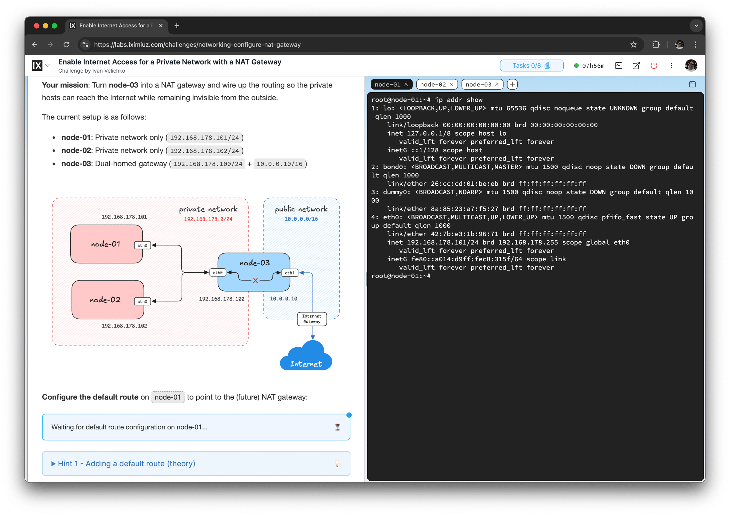 Challenge example: Enable Internet Access for a Private Network with a NAT Gateway
