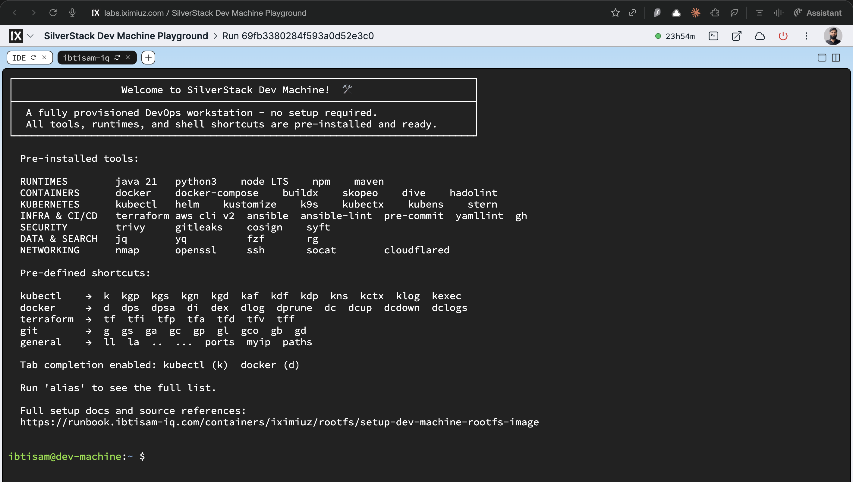 SilverStack Dev Machine playground: A fully provisioned DevOps workstation on Ubuntu 24.04 - every tool pre-installed, every alias pre-wired, zero setup required.