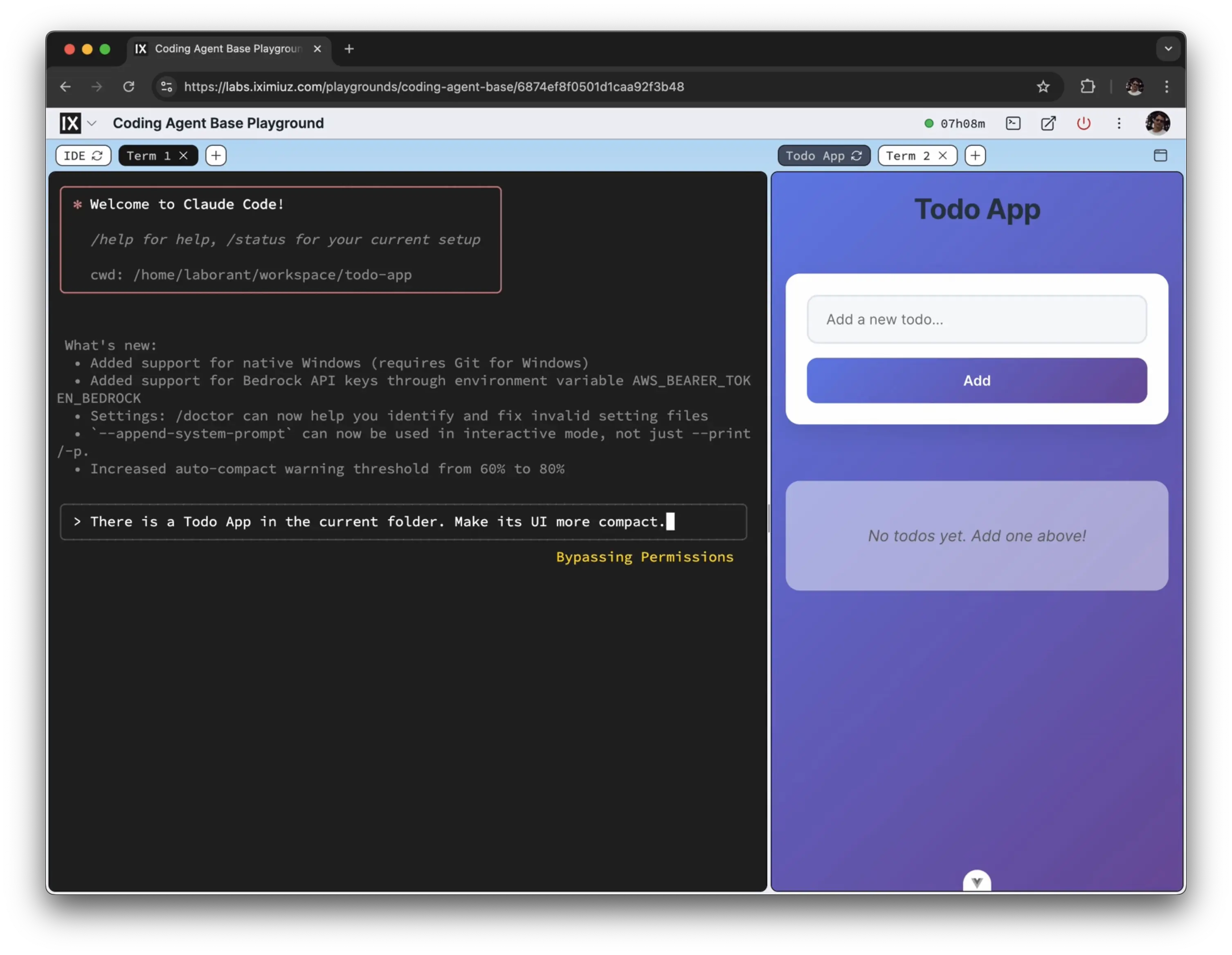 Split view example showing terminal and web preview (screenshot 3).