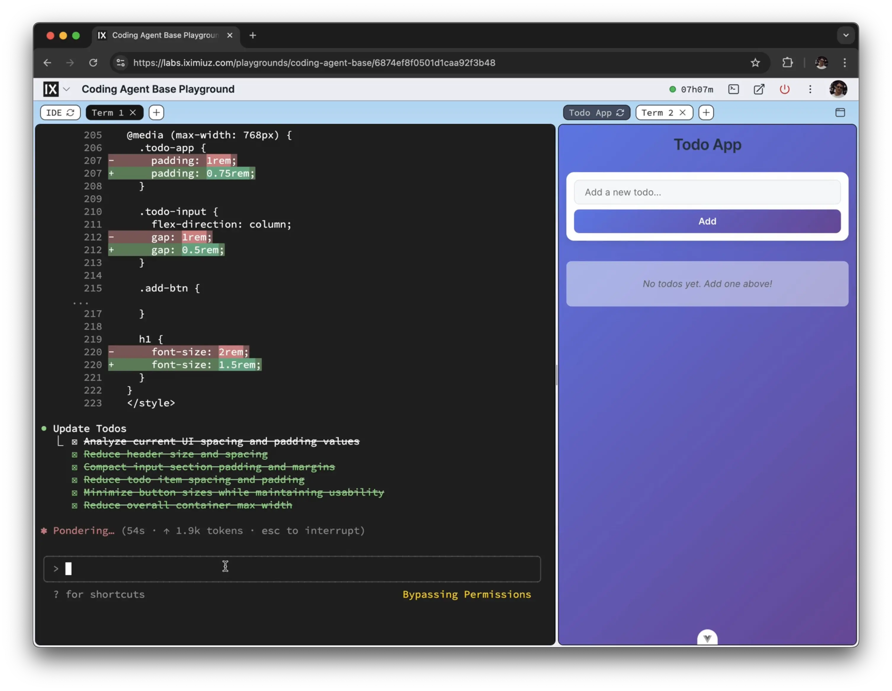 Split view example showing terminal and web preview (screenshot 4).