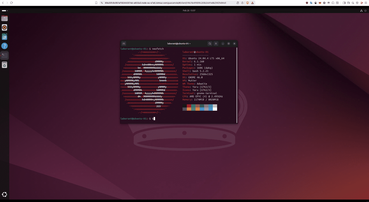 Full Ubuntu Desktop Experience in web playground: Access your remote server’s full desktop directly from the browser using Apache Guacamole, eliminating the need for a local RDP client 💻🌐