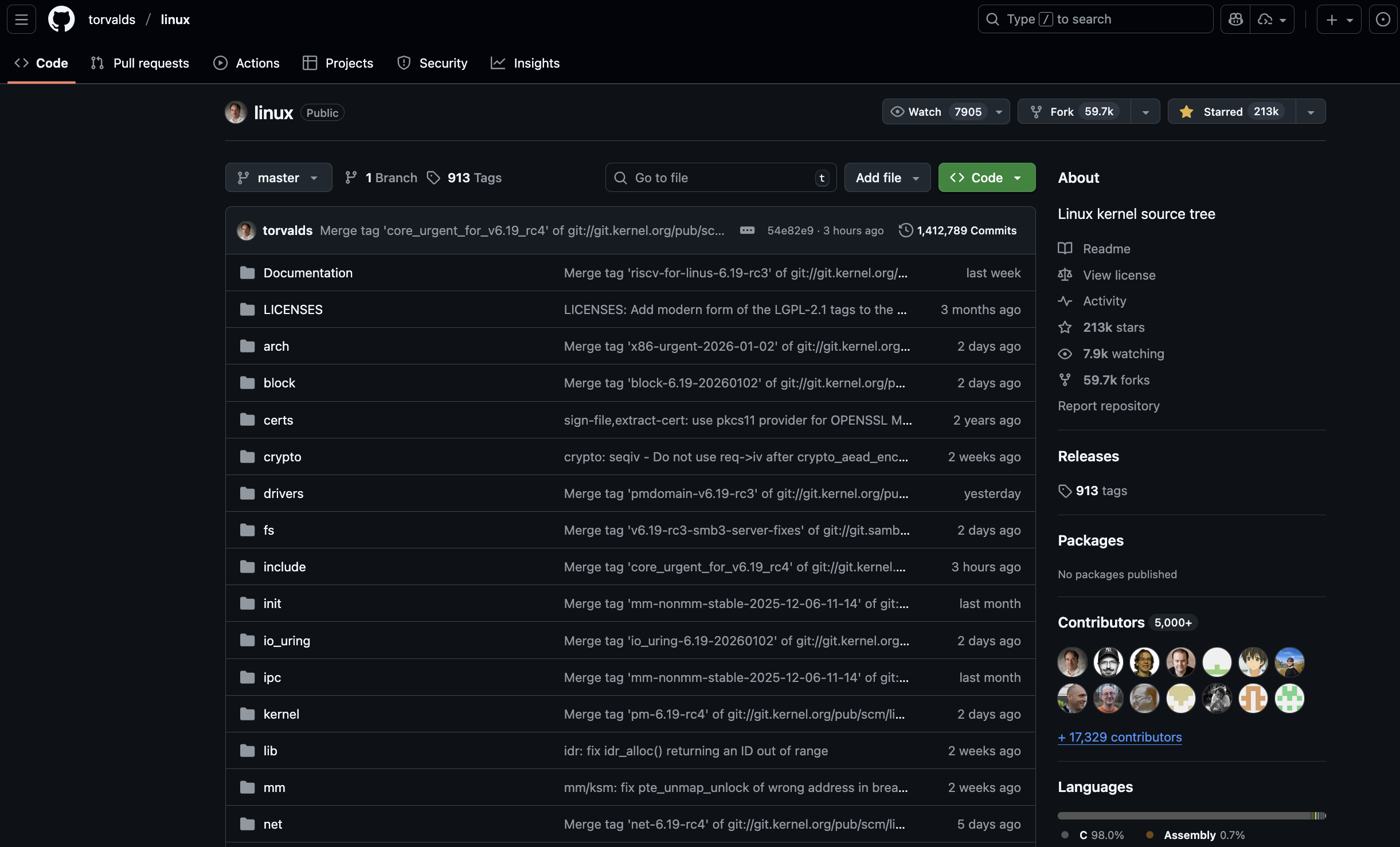 Linux çekirdeğinin kaynak kodu