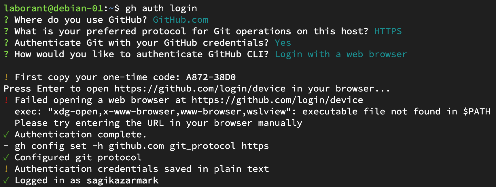 GitHub CLI login