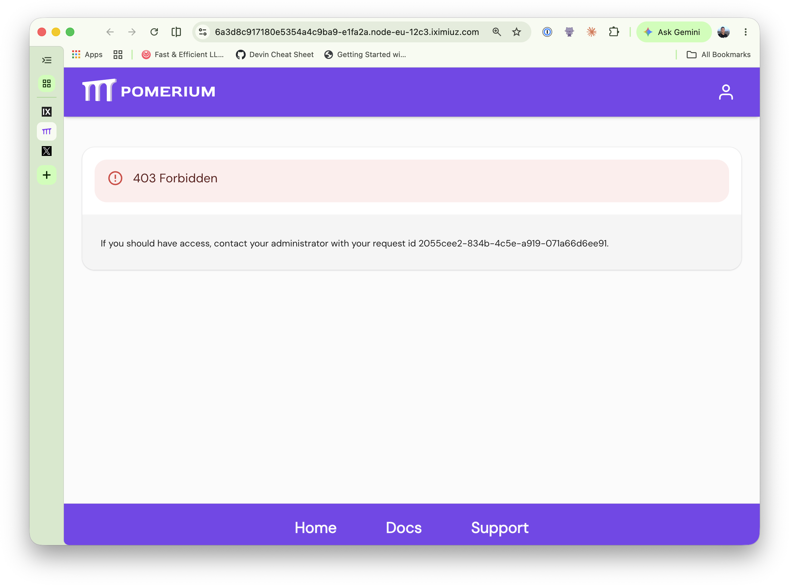 Pomerium returning a 403 Forbidden page for the published route after the route policy email was changed away from yours.
