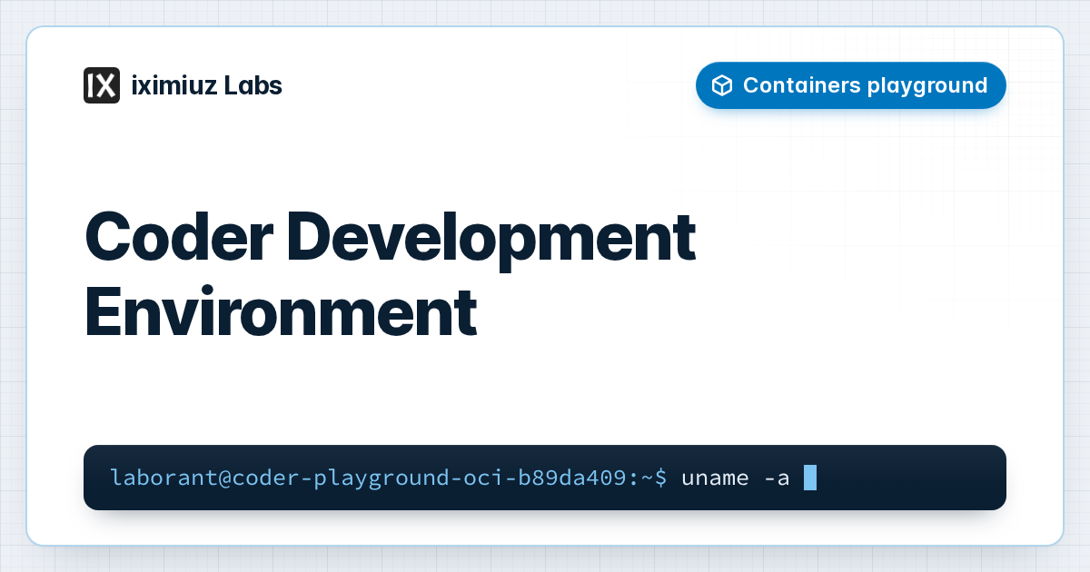 Coder Development Environment playground: A fully configured Coder instance running on Ubuntu 24.04 with Docker support.
Uses a custom OCI image with pre-installed Coder and Docker.
